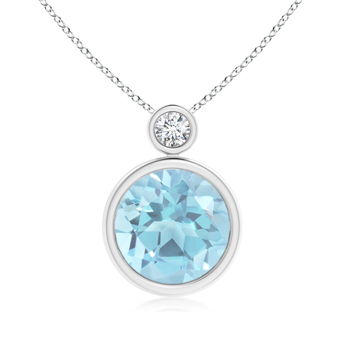 10mm A Bezel-Set Swiss Blue Solitaire Pendant with Diamond in P950 Platinum 