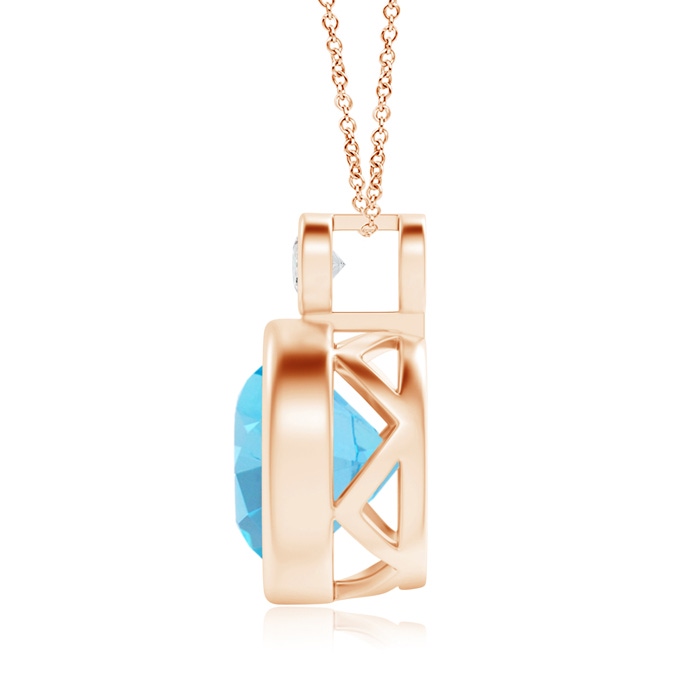 10mm AA Bezel-Set Swiss Blue Solitaire Pendant with Diamond in Rose Gold product image