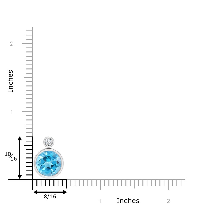 10mm AAA Bezel-Set Swiss Blue Solitaire Pendant with Diamond in White Gold product image