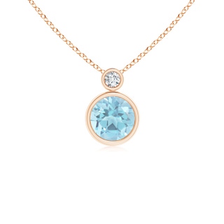 6mm A Bezel-Set Swiss Blue Solitaire Pendant with Diamond in 9K Rose Gold