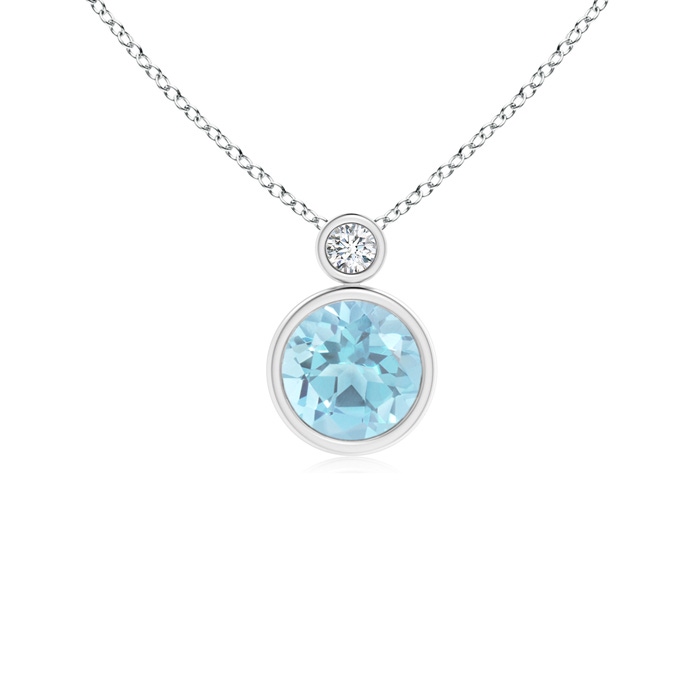 6mm A Bezel-Set Swiss Blue Solitaire Pendant with Diamond in P950 Platinum 
