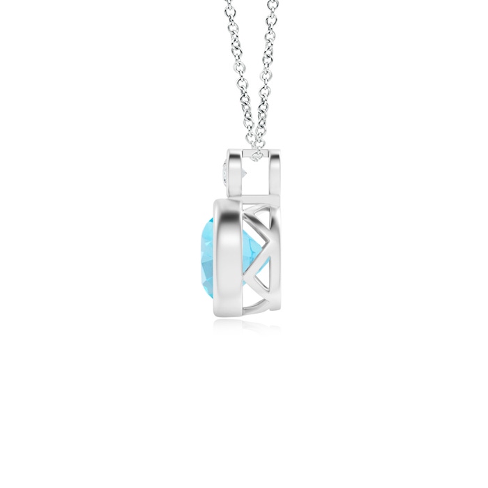 6mm A Bezel-Set Swiss Blue Solitaire Pendant with Diamond in P950 Platinum product image