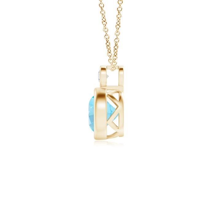 6mm A Bezel-Set Swiss Blue Solitaire Pendant with Diamond in Yellow Gold product image