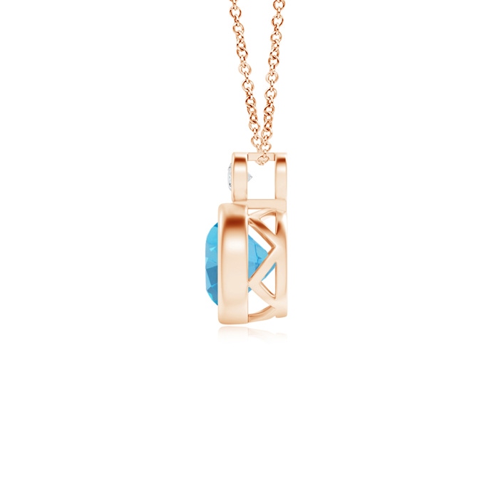 6mm AAA Bezel-Set Swiss Blue Solitaire Pendant with Diamond in Rose Gold product image