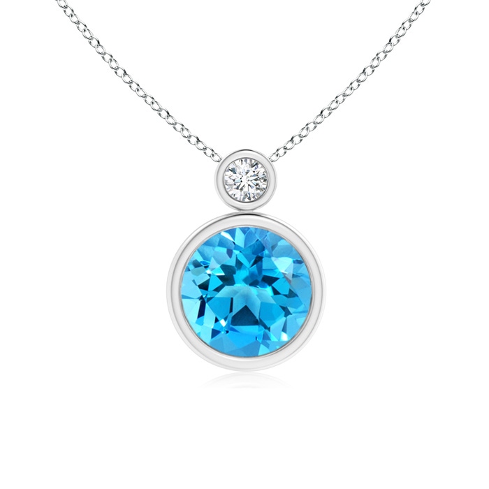 8mm AAAA Bezel-Set Swiss Blue Solitaire Pendant with Diamond in P950 Platinum 