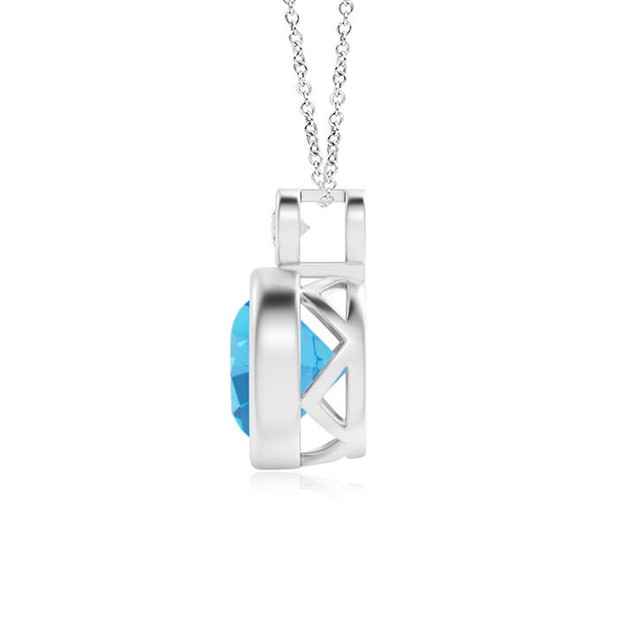 8mm AAAA Bezel-Set Swiss Blue Solitaire Pendant with Diamond in P950 Platinum product image