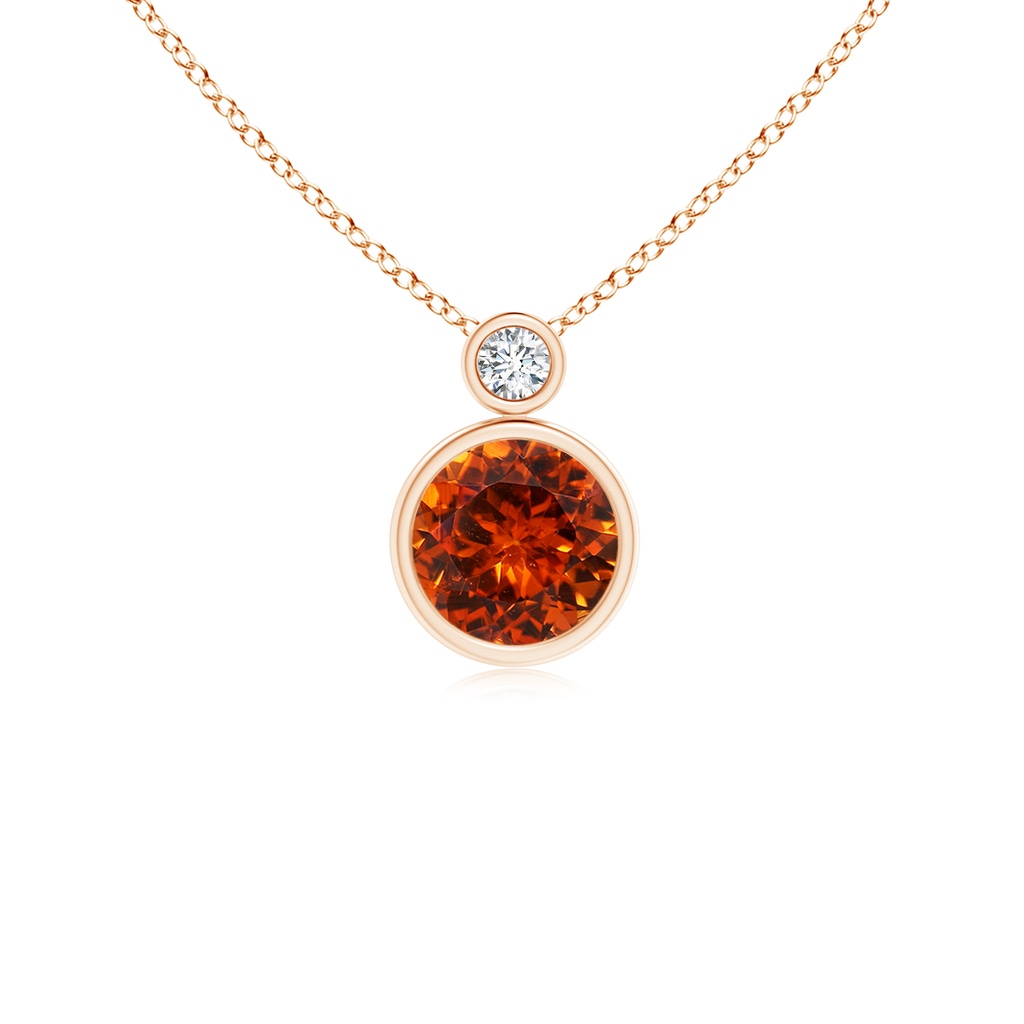 6mm AAAA Bezel-Set Spessartite Solitaire Pendant with Diamond in Rose Gold