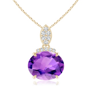 10x8mm AAA East-West Amethyst Pendant with Diamond Bale in Yellow Gold