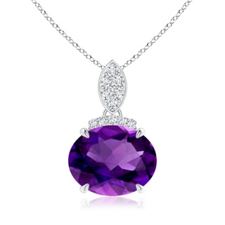 10x8mm AAAA East-West Amethyst Pendant with Diamond Bale in P950 Platinum