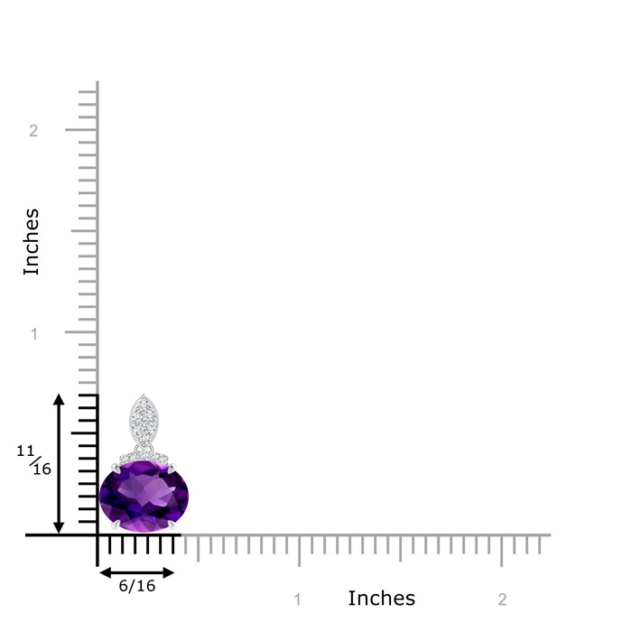 10x8mm AAAA East-West Amethyst Pendant with Diamond Bale in P950 Platinum product image