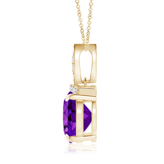 10x8mm AAAA East-West Amethyst Pendant with Diamond Bale in Yellow Gold product image