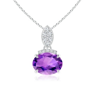 8x6mm AAA East-West Amethyst Pendant with Diamond Bale in White Gold