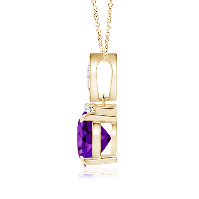 9x7mm AAAA East-West Amethyst Pendant with Diamond Bale in Yellow Gold product image