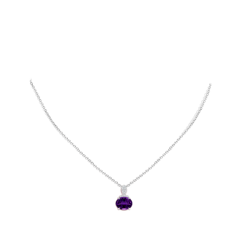 12.05x10.05x6.55mm AAAA GIA Certified East-West Amethyst Pendant with Diamond Bale in P950 Platinum pen