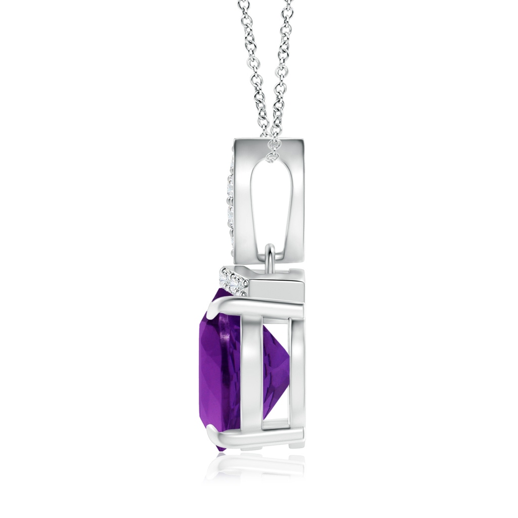 12.05x10.05x6.55mm AAAA GIA Certified East-West Amethyst Pendant with Diamond Bale in White Gold Side 199