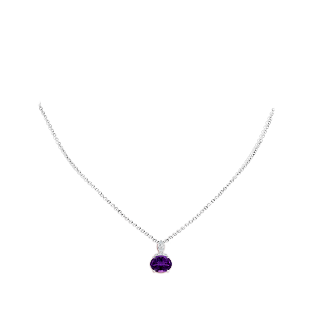 12.05x10.05x6.55mm AAAA GIA Certified East-West Amethyst Pendant with Diamond Bale in White Gold pen