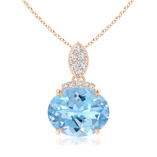 10x8mm AAAA East-West Aquamarine Pendant with Diamond Bale in Rose Gold