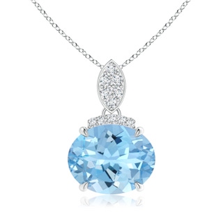 10x8mm AAAA East-West Aquamarine Pendant with Diamond Bale in White Gold