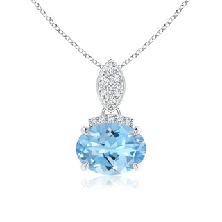 8x6mm AAAA East-West Aquamarine Pendant with Diamond Bale in White Gold