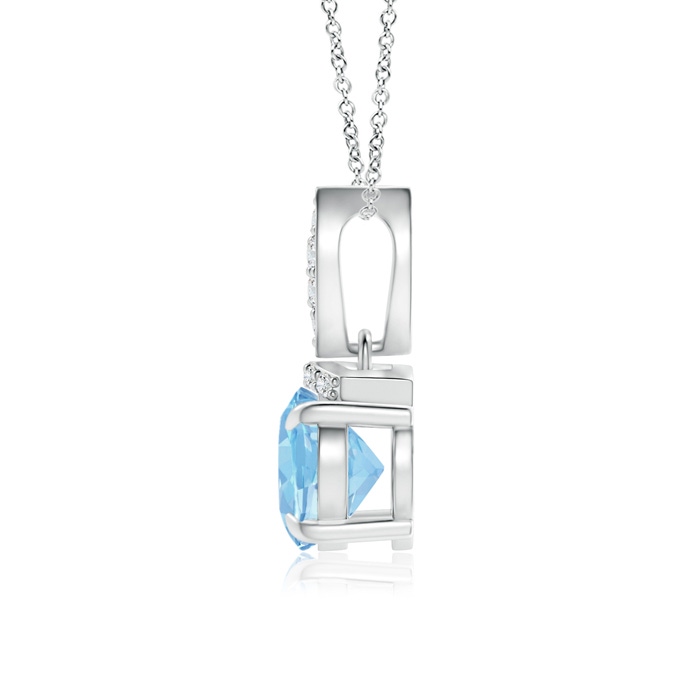 8x6mm AAAA East-West Aquamarine Pendant with Diamond Bale in White Gold Product Image