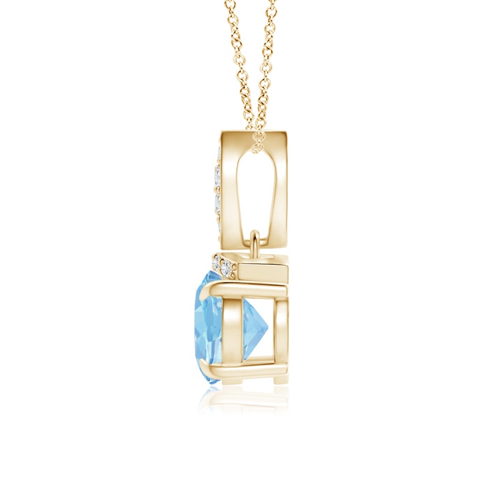 8x6mm AAAA East-West Aquamarine Pendant with Diamond Bale in Yellow Gold Product Image