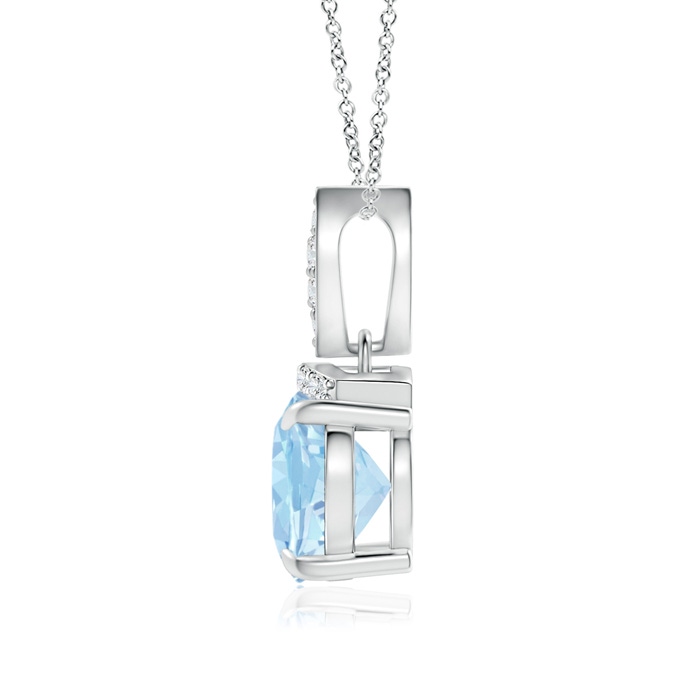 9x7mm AAA East-West Aquamarine Pendant with Diamond Bale in White Gold product image