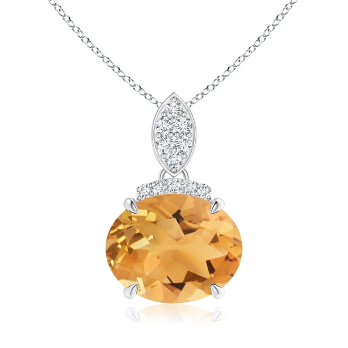 10x8mm A East-West Citrine Pendant with Diamond Bale in P950 Platinum 