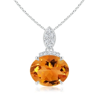 10x8mm AAA East-West Citrine Pendant with Diamond Bale in White Gold