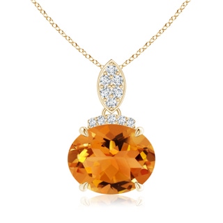 10x8mm AAA East-West Citrine Pendant with Diamond Bale in Yellow Gold