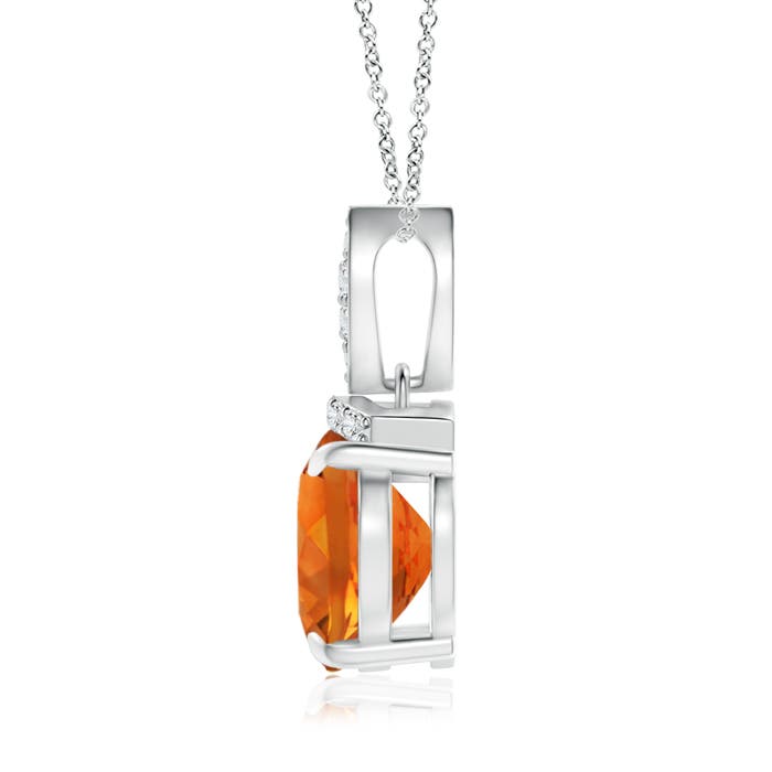 10x8mm AAAA East-West Citrine Pendant with Diamond Bale in P950 Platinum - side 1
