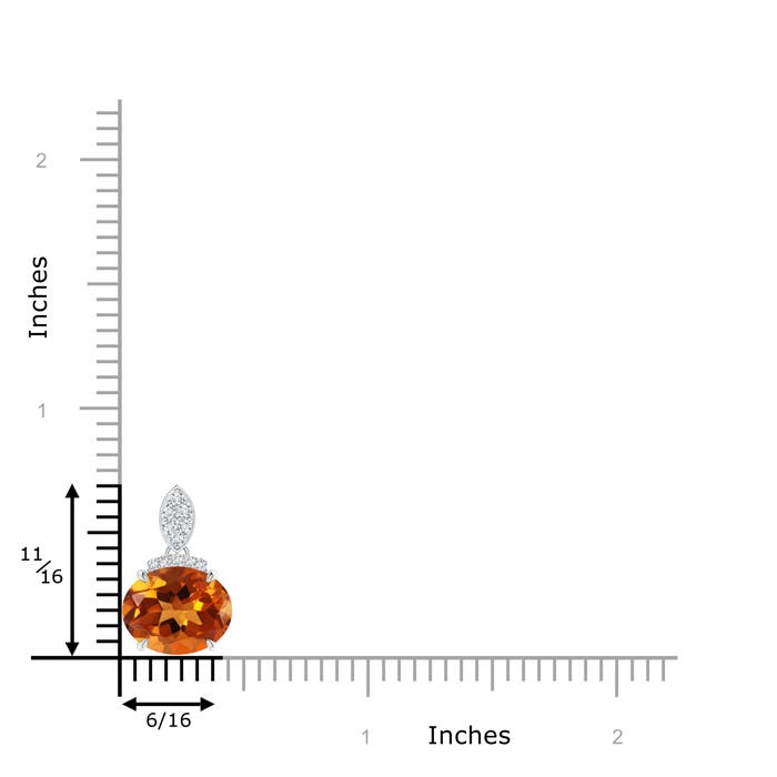 10x8mm AAAA East-West Citrine Pendant with Diamond Bale in P950 Platinum - ruler