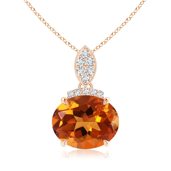 10x8mm AAAA East-West Citrine Pendant with Diamond Bale in Rose Gold 