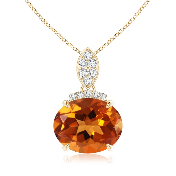 10x8mm AAAA East-West Citrine Pendant with Diamond Bale in Yellow Gold 