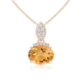 8x6mm A East-West Citrine Pendant with Diamond Bale in 9K Rose Gold
