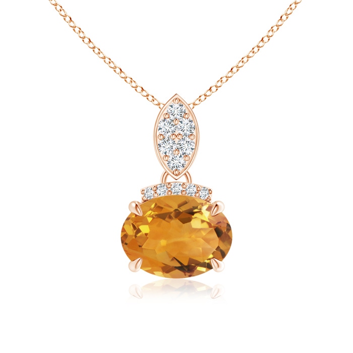 8x6mm AA East-West Citrine Pendant with Diamond Bale in 9K Rose Gold 