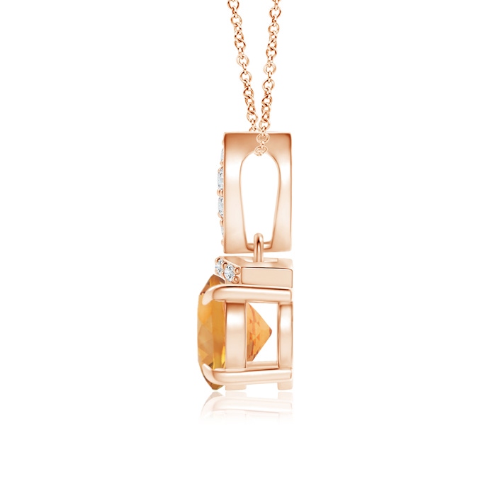 8x6mm AA East-West Citrine Pendant with Diamond Bale in Rose Gold product image