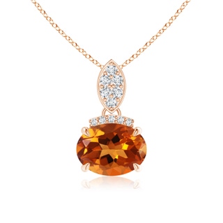8x6mm AAAA East-West Citrine Pendant with Diamond Bale in 9K Rose Gold