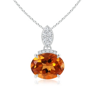 9x7mm AAAA East-West Citrine Pendant with Diamond Bale in White Gold