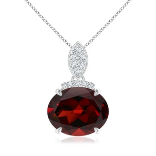10x8mm AAA East-West Garnet Pendant with Diamond Bale in White Gold
