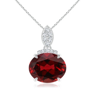 10x8mm AAAA East-West Garnet Pendant with Diamond Bale in White Gold