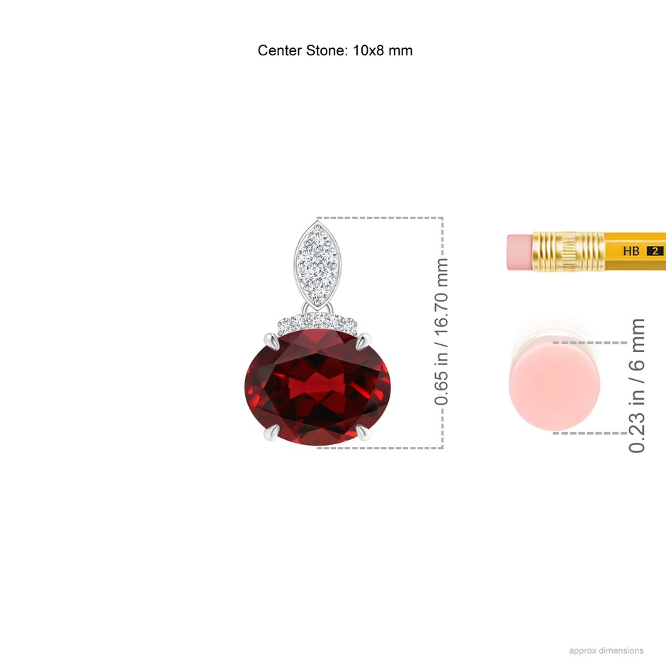 10x8mm AAAA East-West Garnet Pendant with Diamond Bale in White Gold product image