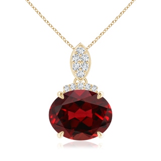 10x8mm AAAA East-West Garnet Pendant with Diamond Bale in Yellow Gold