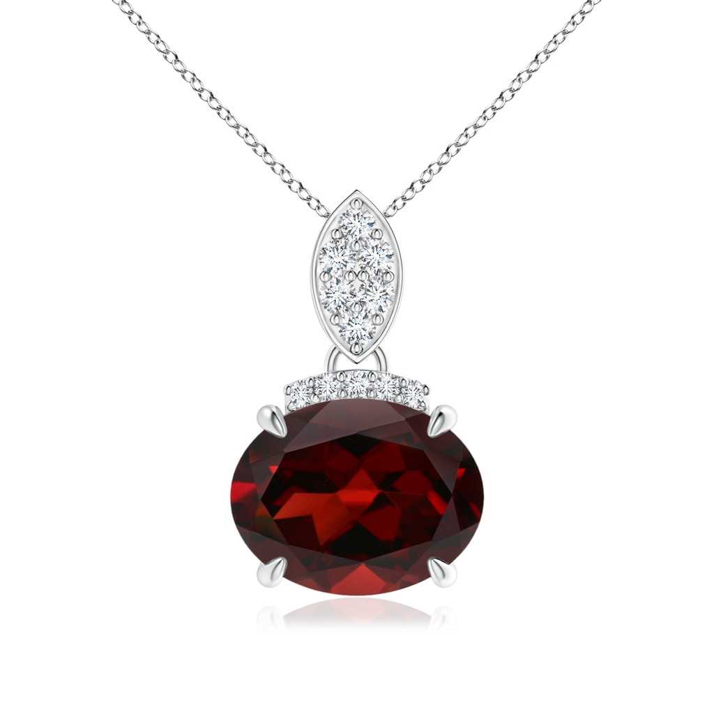 9x7mm AAA East-West Garnet Pendant with Diamond Bale in P950 Platinum