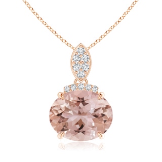 10x8mm AAA East-West Morganite Pendant with Diamond Bale in Rose Gold