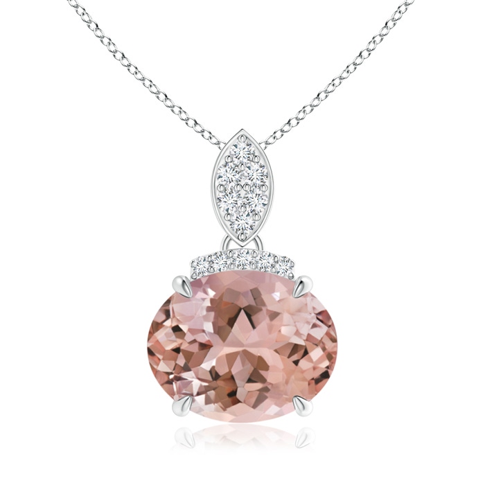 10x8mm AAAA East-West Morganite Pendant with Diamond Bale in P950 Platinum 