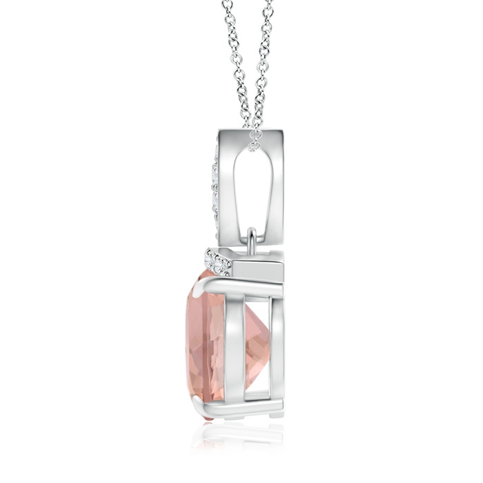 10x8mm AAAA East-West Morganite Pendant with Diamond Bale in P950 Platinum product image