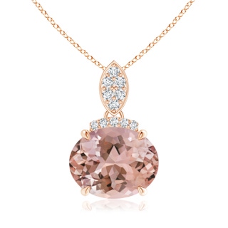 10x8mm AAAA East-West Morganite Pendant with Diamond Bale in Rose Gold