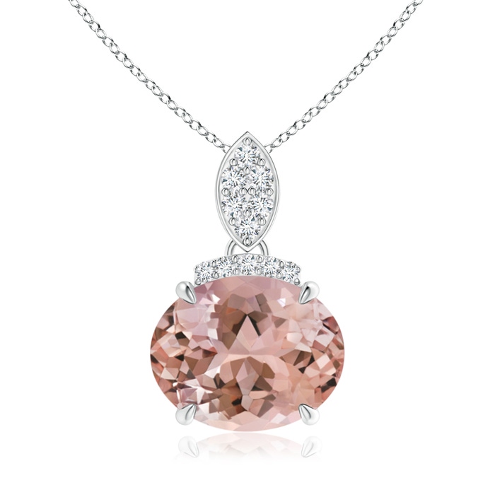 10x8mm AAAA East-West Morganite Pendant with Diamond Bale in White Gold