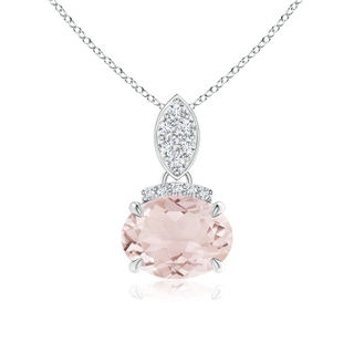 8x6mm A East-West Morganite Pendant with Diamond Bale in P950 Platinum