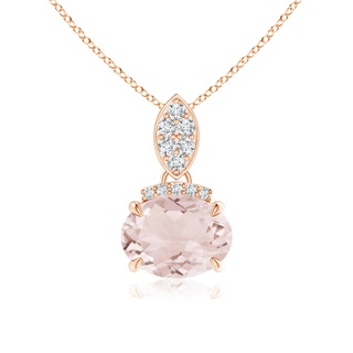8x6mm A East-West Morganite Pendant with Diamond Bale in Rose Gold